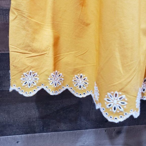 J. Crew Factory NWT embroidered scalloped yellow dress woman's size 6 - Picture 5 of 13